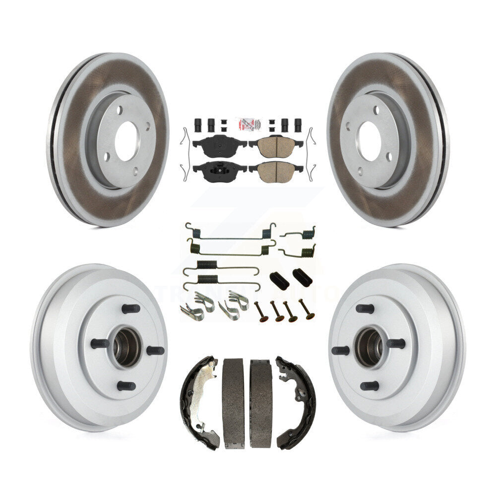 Front Rear Disc Brake Rotors Ceramic Pads And Coated Drum Kit (7Pc) For Ford Focus KGA-105475