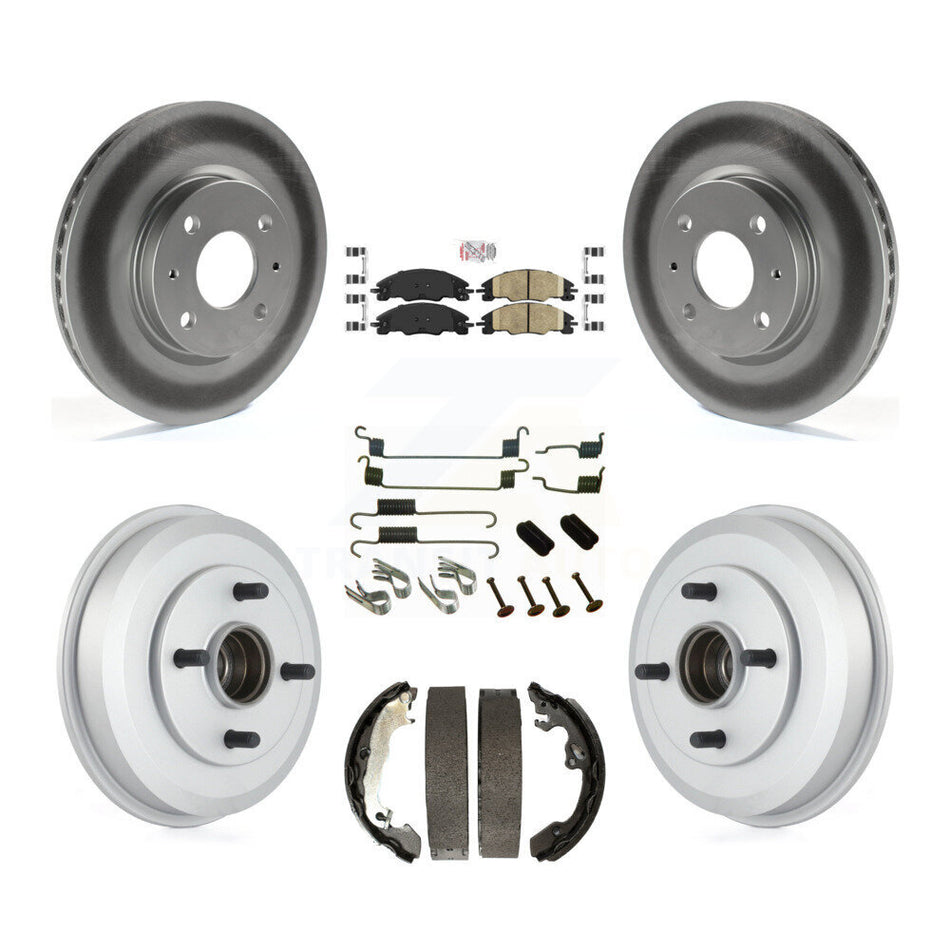 Front Rear Disc Brake Rotors Ceramic Pads And Coated Drum Kit (7Pc) For Ford Focus KGA-105477