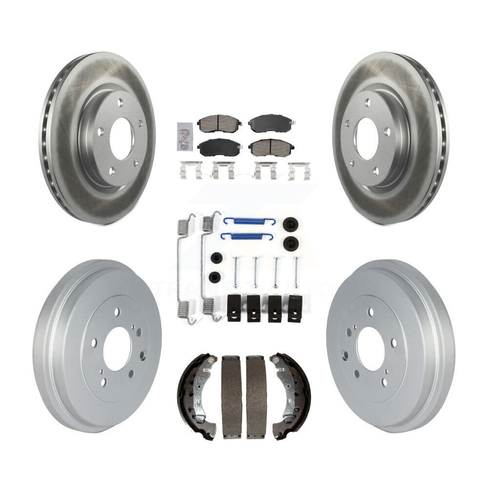 Front Rear Disc Brake Rotors Ceramic Pads And Coated Drum Kit (7Pc) For Nissan Sentra KGA-105482