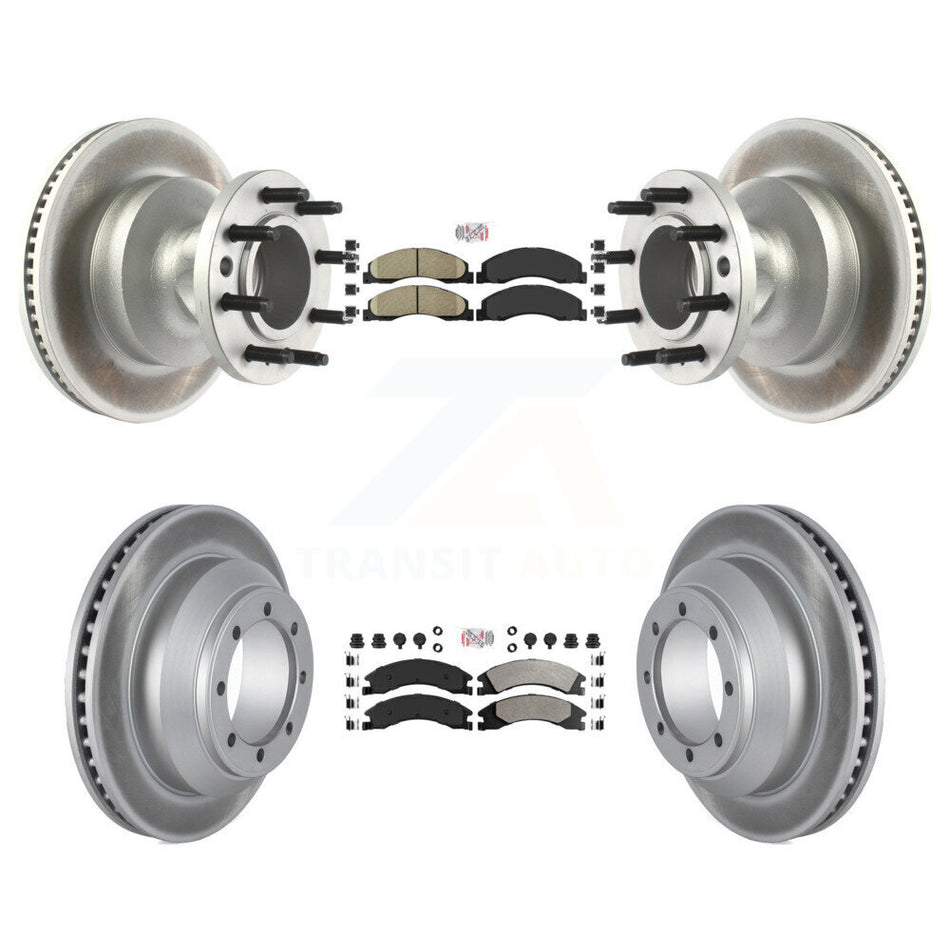Front Ceramic Rear Semi-Metallic Pad Coat Disc Brake Rotors Kit For Ford E-350 Super Duty KGA-105505