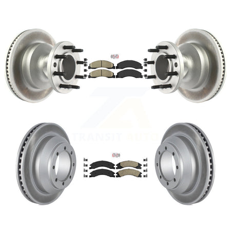 Front Rear Ceramic Pad Coat Disc Brake Rotors Hub Kit For Ford E-350 Super Duty Econoline KGA-105507