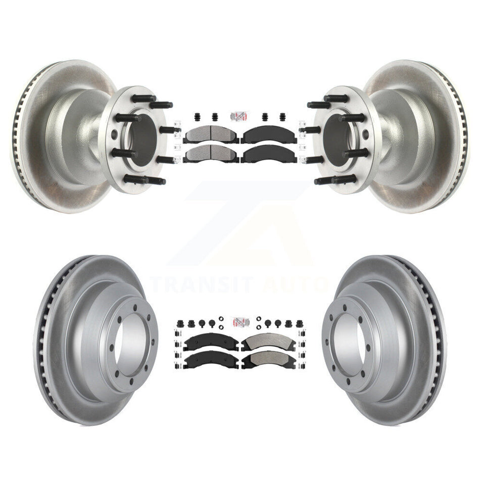 Front Rear Semi-Metallic Pad Coat Brake Rotor Hub Kit For Ford E-350 Super Duty Econoline KGA-105508