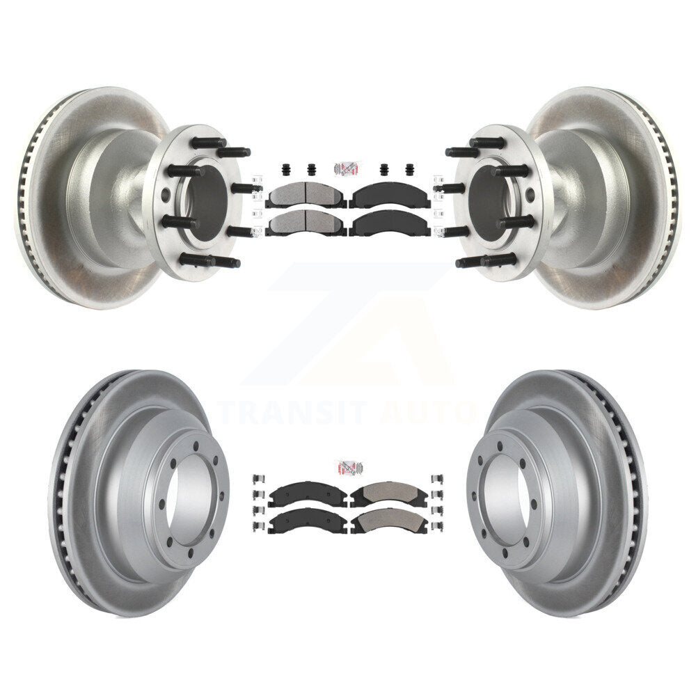 Front Rear Semi-Metallic Pad Coat Brake Rotor Hub Kit For Ford E-350 Super Duty Econoline KGA-105509