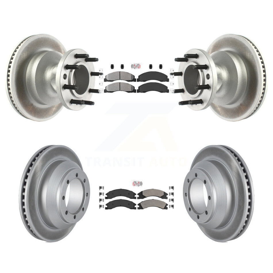 Front Rear Semi-Metallic Pad Coat Brake Rotor Hub Kit For Ford E-350 Super Duty Econoline KGA-105509