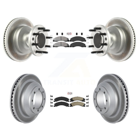 Front Semi-Metallic Rear Ceramic Pad Coat Disc Brake Rotors Kit For Ford E-350 Super Duty KGA-105510