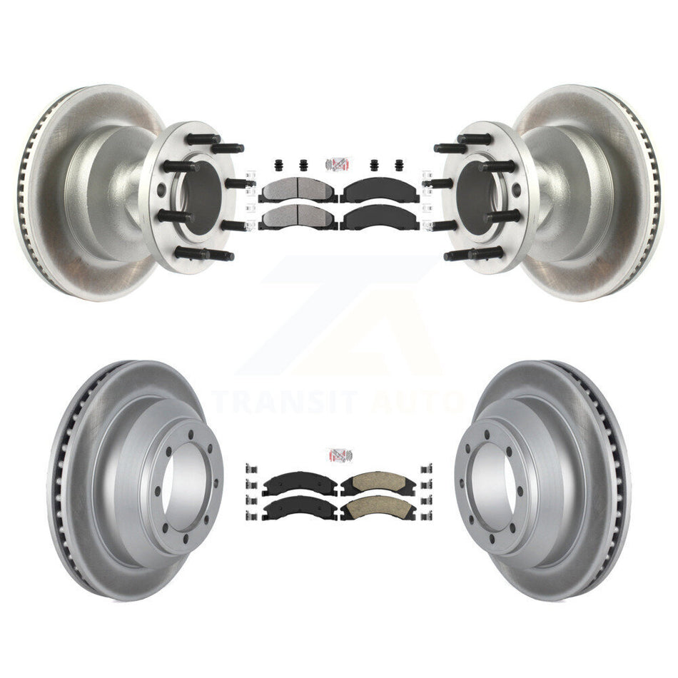 Front Semi-Metallic Rear Ceramic Pad Coat Disc Brake Rotors Kit For Ford E-350 Super Duty KGA-105510