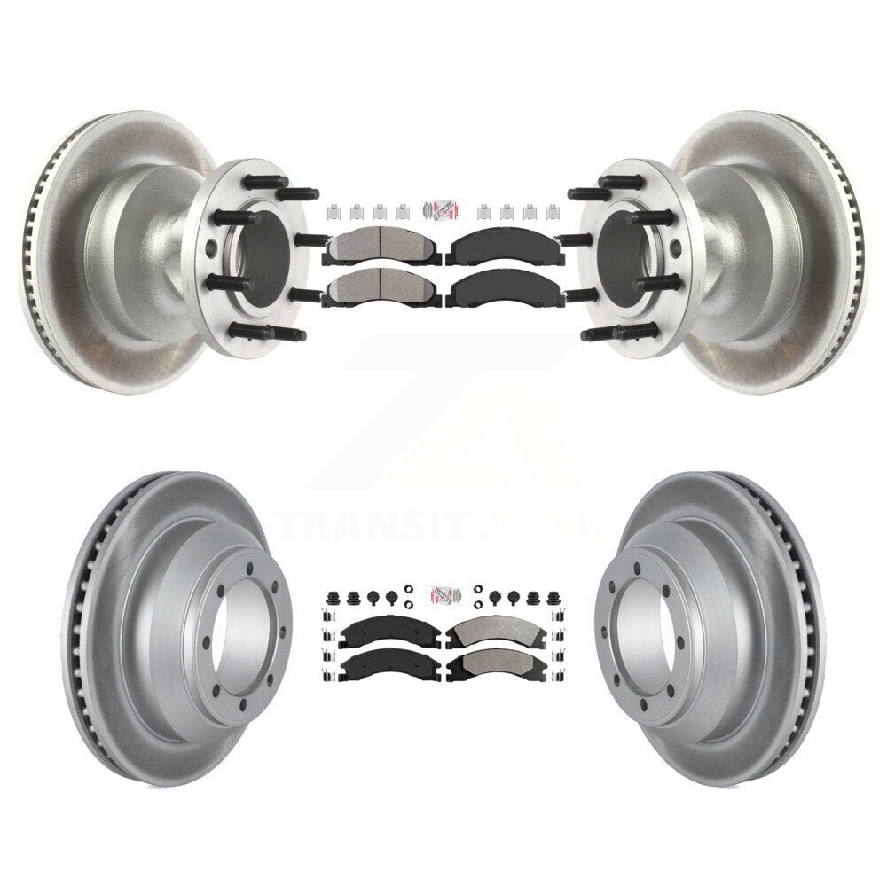 Front Rear Semi-Metallic Pad Coat Brake Rotor Hub Kit For Ford E-350 Super Duty Econoline KGA-105511
