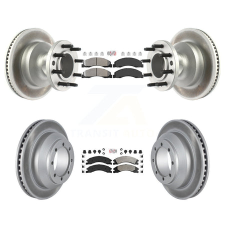 Front Rear Semi-Metallic Pad Coat Brake Rotor Hub Kit For Ford E-350 Super Duty Econoline KGA-105511