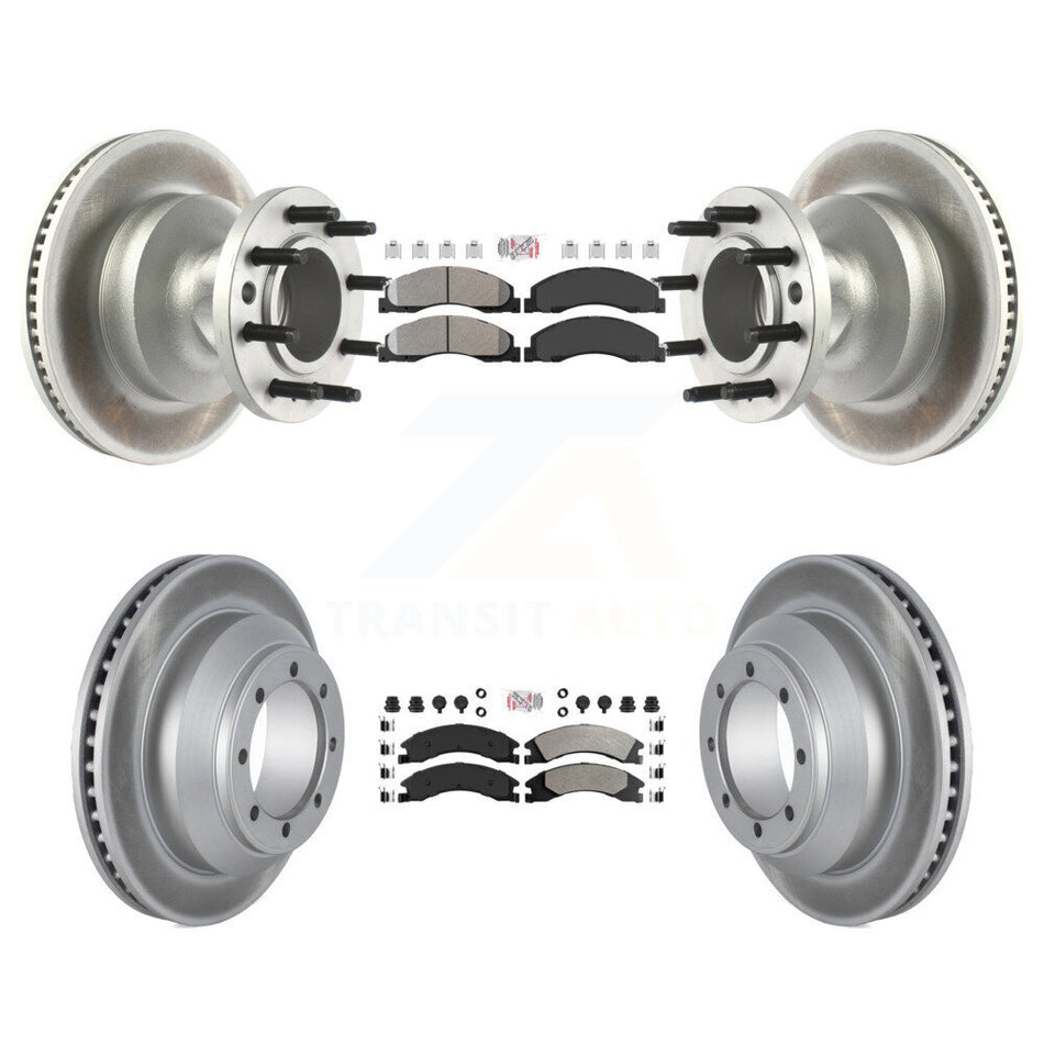 Front Rear Semi-Metallic Pad Coat Brake Rotor Hub Kit For Ford E-350 Super Duty Econoline KGA-105511