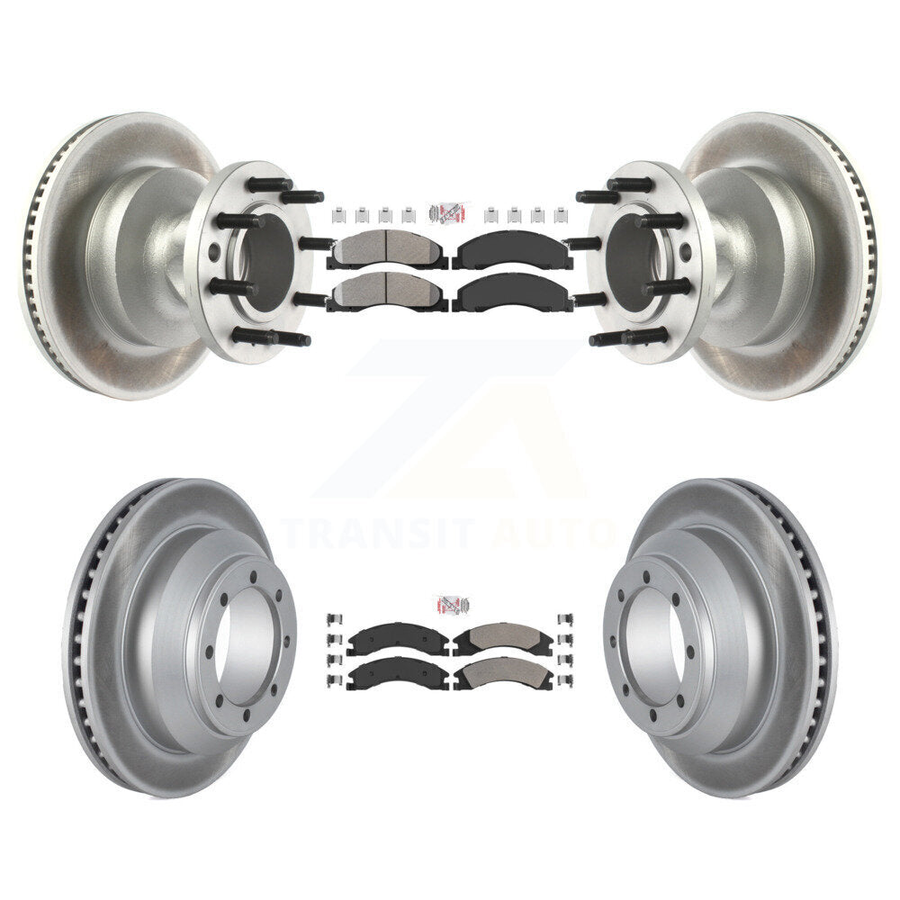 Front Rear Semi-Metallic Pad Coat Brake Rotor Hub Kit For Ford E-350 Super Duty Econoline KGA-105512