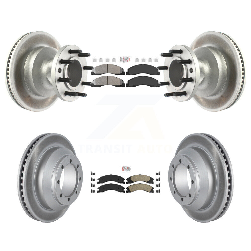 Front Semi-Metallic Rear Ceramic Pad Coat Disc Brake Rotors Kit For Ford E-350 Super Duty KGA-105513