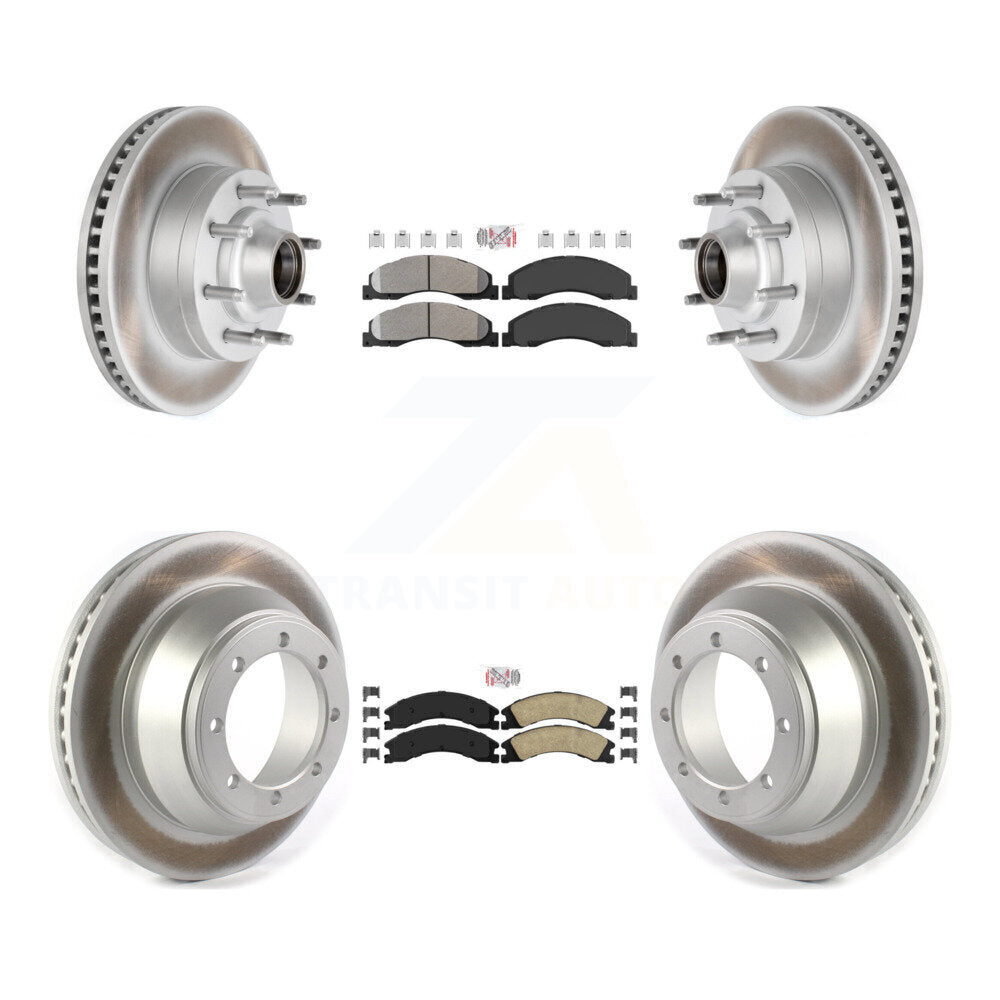 Front Semi-Metallic Rear Ceramic Pad Coat Disc Brake Rotors Kit For Ford E-450 Super Duty KGA-105514