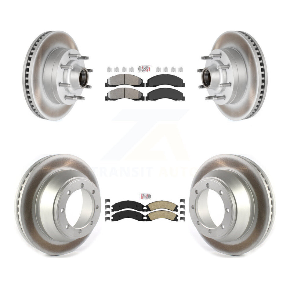 Front Semi-Metallic Rear Ceramic Pad Coat Disc Brake Rotors Kit For Ford E-450 Super Duty KGA-105514