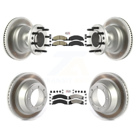 Front Ceramic Rear Semi-Metallic Pad Coat Disc Brake Rotors Kit For Ford E-450 Super Duty KGA-105516