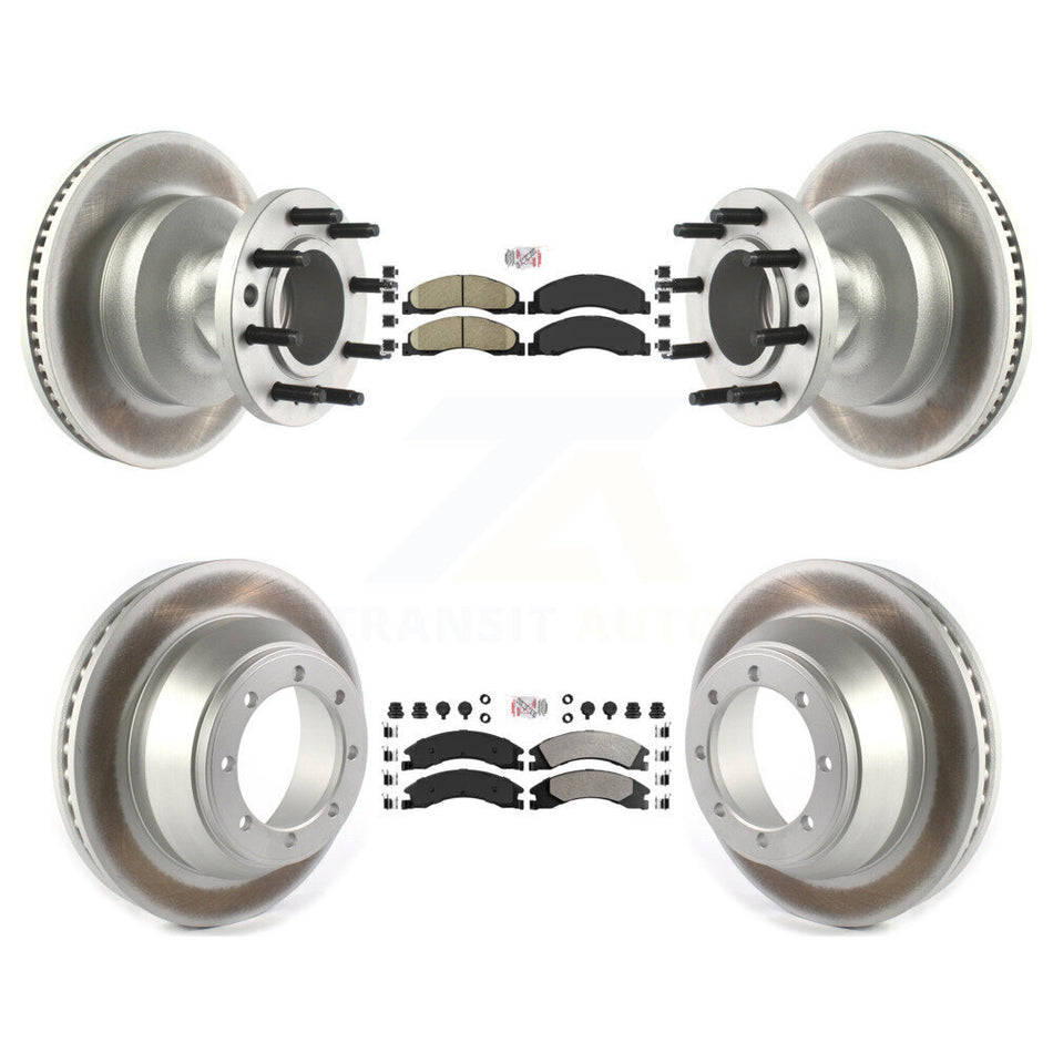 Front Ceramic Rear Semi-Metallic Pad Coat Disc Brake Rotors Kit For Ford E-450 Super Duty KGA-105516
