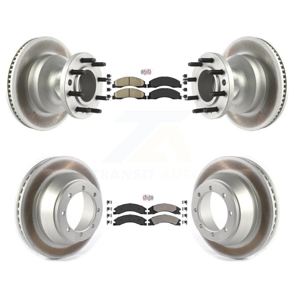 Front Ceramic Rear Semi-Metallic Pad Coat Disc Brake Rotors Kit For Ford E-450 Super Duty KGA-105517