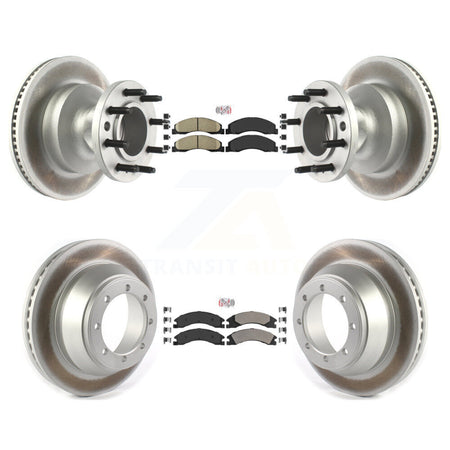 Front Ceramic Rear Semi-Metallic Pad Coat Disc Brake Rotors Kit For Ford E-450 Super Duty KGA-105517
