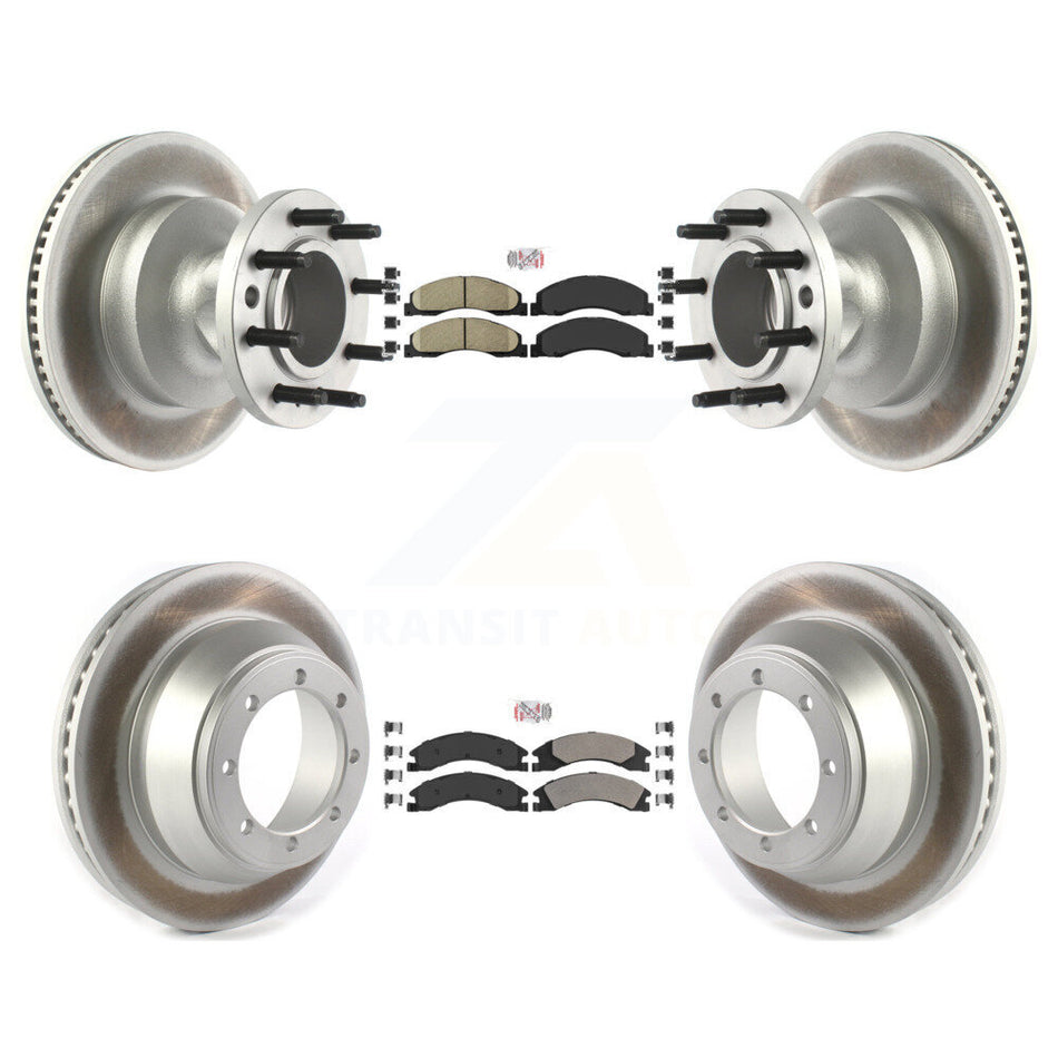 Front Ceramic Rear Semi-Metallic Pad Coat Disc Brake Rotors Kit For Ford E-450 Super Duty KGA-105517