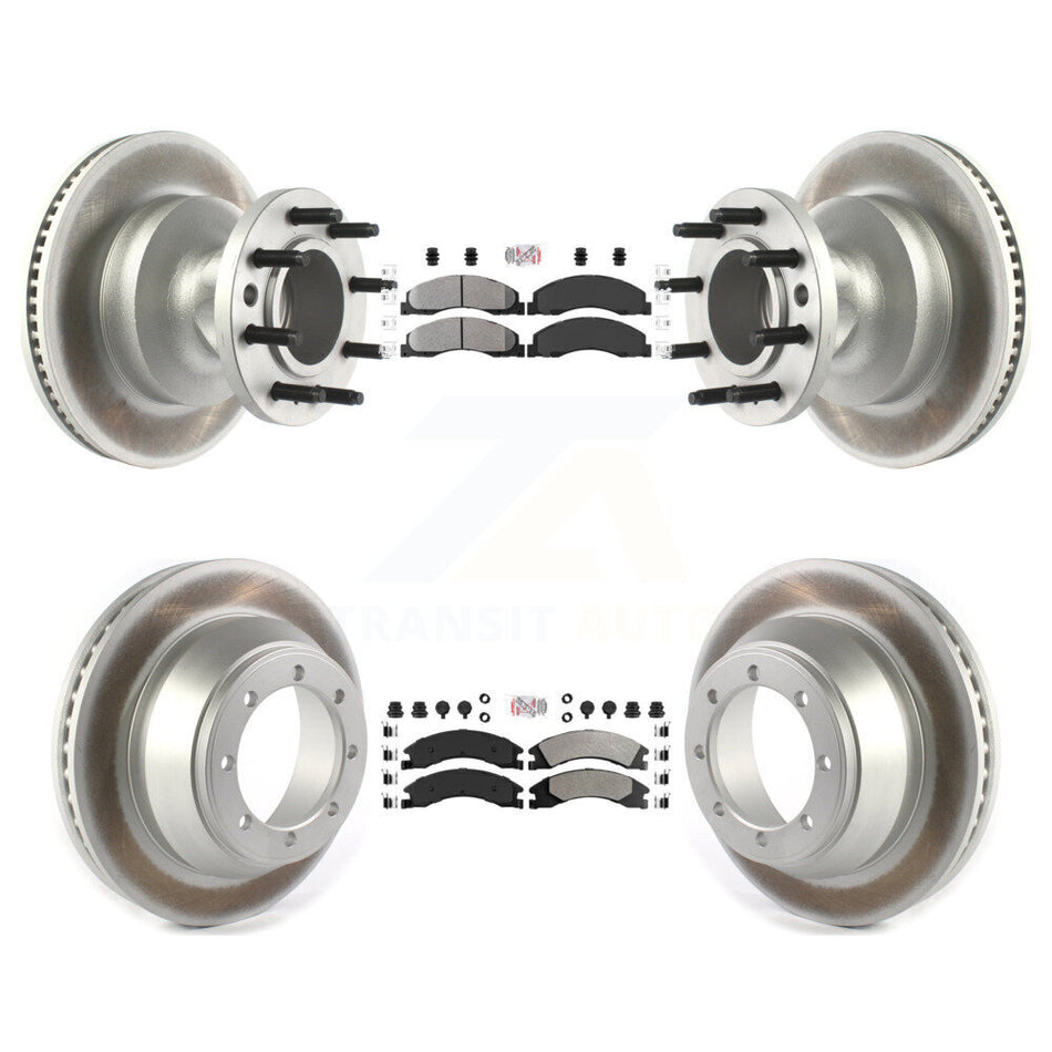 Front Rear Semi-Metallic Pad Coat Brake Rotor Kit For Ford E-450 Super Duty DIESEL engine KGA-105519