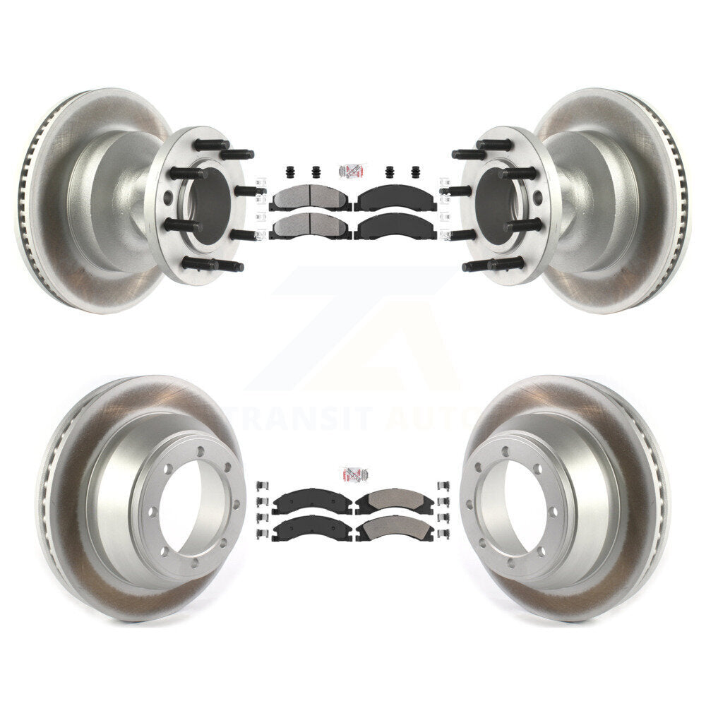 Front Rear Semi-Metallic Pad Coat Brake Rotor Kit For Ford E-450 Super Duty DIESEL engine KGA-105520