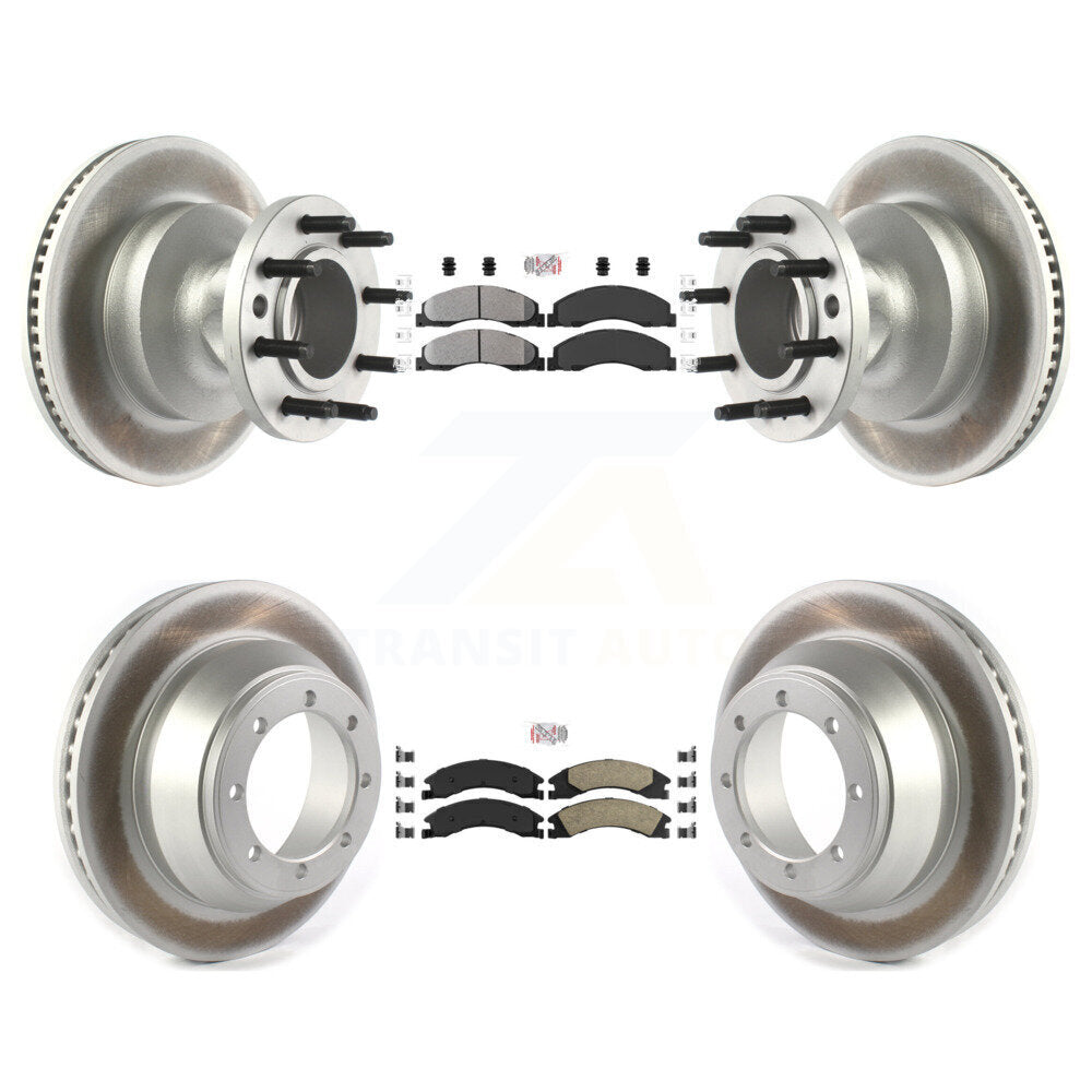 Front Semi-Metallic Rear Ceramic Pad Coat Disc Brake Rotors Kit For Ford E-450 Super Duty KGA-105521