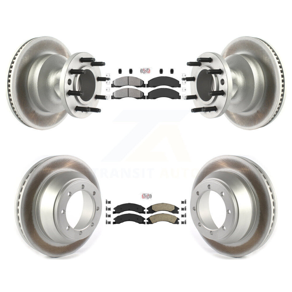 Front Semi-Metallic Rear Ceramic Pad Coat Disc Brake Rotors Kit For Ford E-450 Super Duty KGA-105521