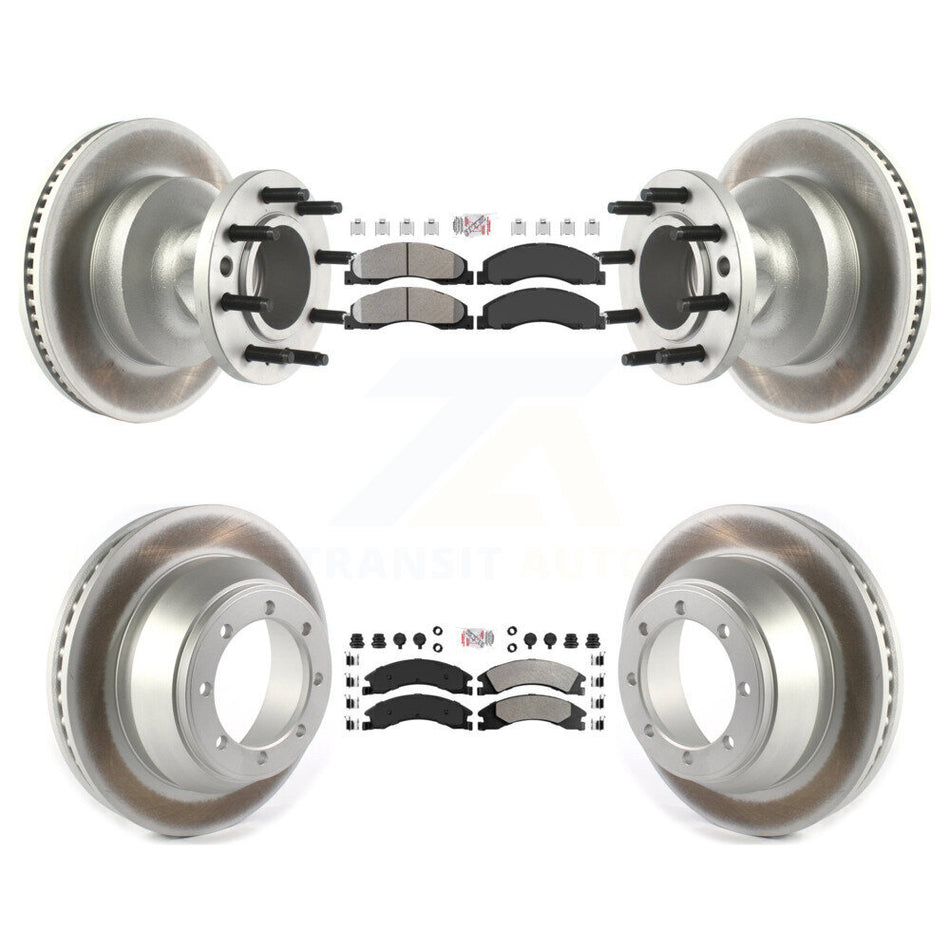 Front Rear Semi-Metallic Pad Coat Brake Rotor Kit For Ford E-450 Super Duty DIESEL engine KGA-105522