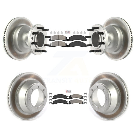 Front Rear Semi-Metallic Pad Coat Brake Rotor Kit For Ford E-450 Super Duty DIESEL engine KGA-105523