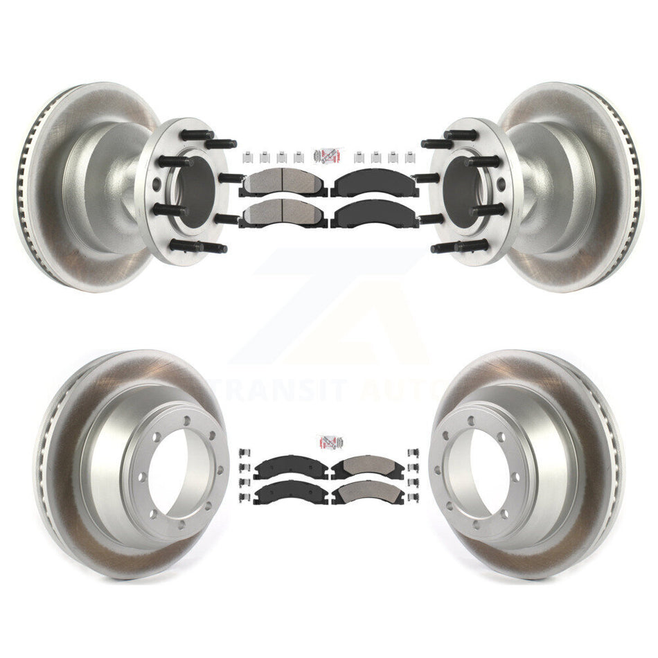 Front Rear Semi-Metallic Pad Coat Brake Rotor Kit For Ford E-450 Super Duty DIESEL engine KGA-105523