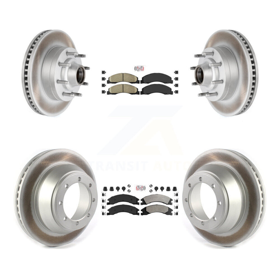 Front Ceramic Rear Semi-Metallic Pad Coat Disc Brake Rotors Kit For Ford E-450 Super Duty KGA-105525
