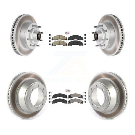 Front Ceramic Rear Semi-Metallic Pad Coat Disc Brake Rotors Kit For Ford E-450 Super Duty KGA-105526