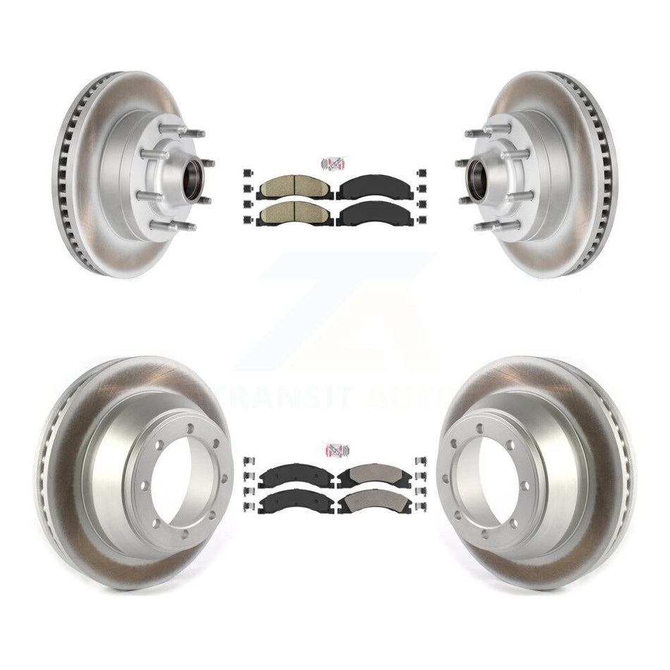 Front Ceramic Rear Semi-Metallic Pad Coat Disc Brake Rotors Kit For Ford E-450 Super Duty KGA-105526