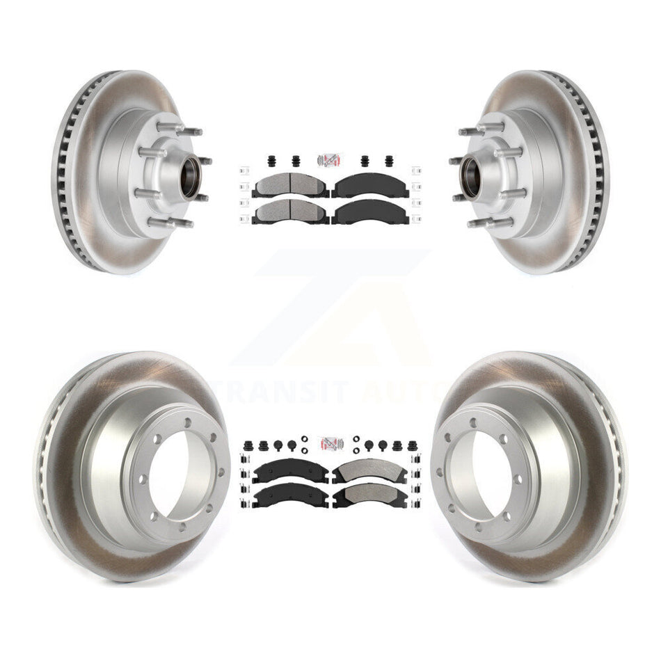 Front Rear Semi-Metallic Pad Coat Brake Rotor Kit For Ford E-450 Super Duty DIESEL engine KGA-105528