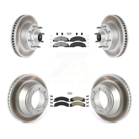 Front Semi-Metallic Rear Ceramic Pad Coat Disc Brake Rotors Kit For Ford E-450 Super Duty KGA-105530