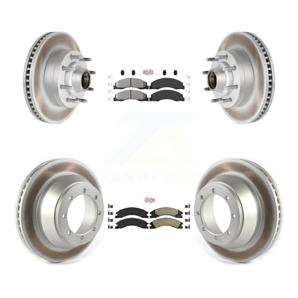 Front Semi-Metallic Rear Ceramic Pad Coat Disc Brake Rotors Kit For Ford E-450 Super Duty KGA-105530