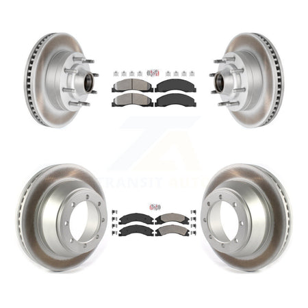 Front Rear Semi-Metallic Pad Coat Brake Rotor Kit For Ford E-450 Super Duty DIESEL engine KGA-105532