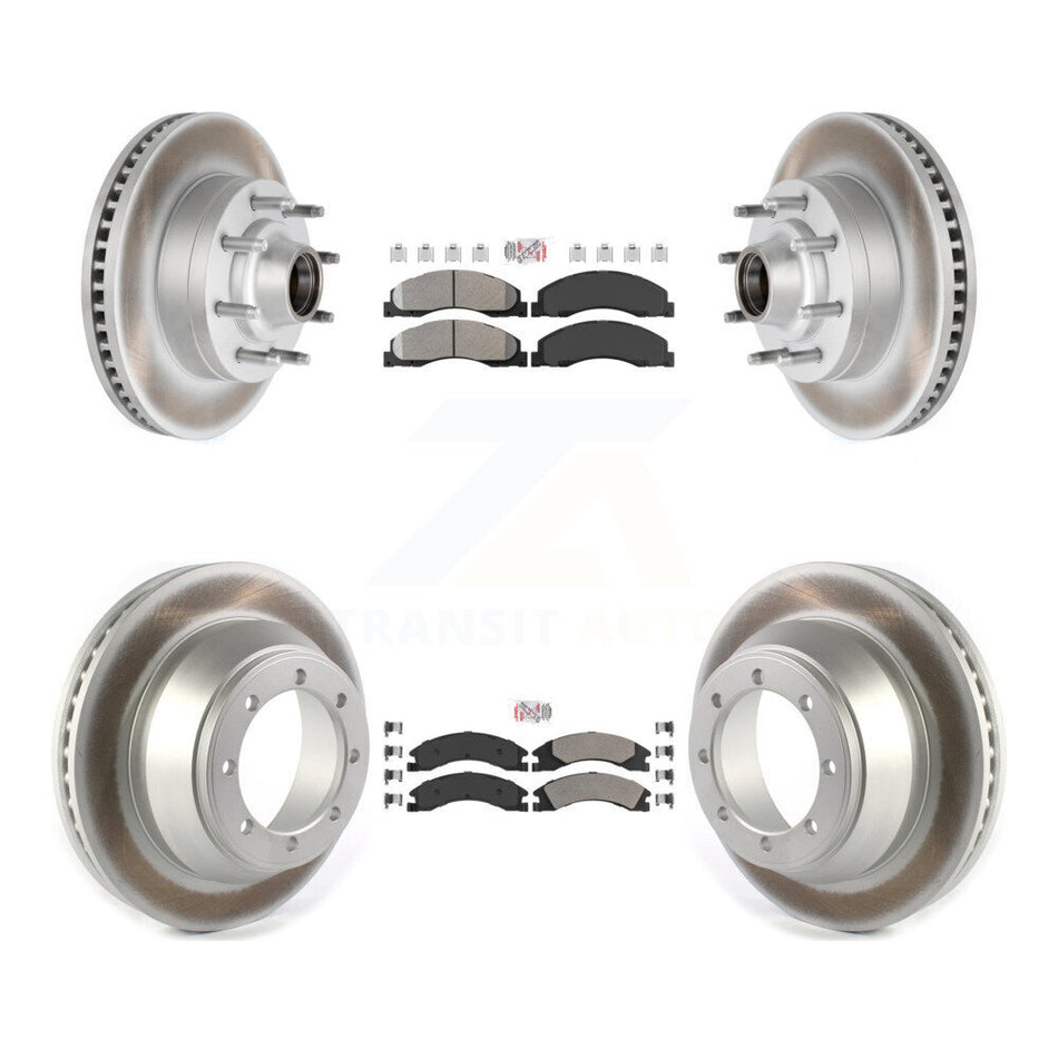 Front Rear Semi-Metallic Pad Coat Brake Rotor Kit For Ford E-450 Super Duty DIESEL engine KGA-105532