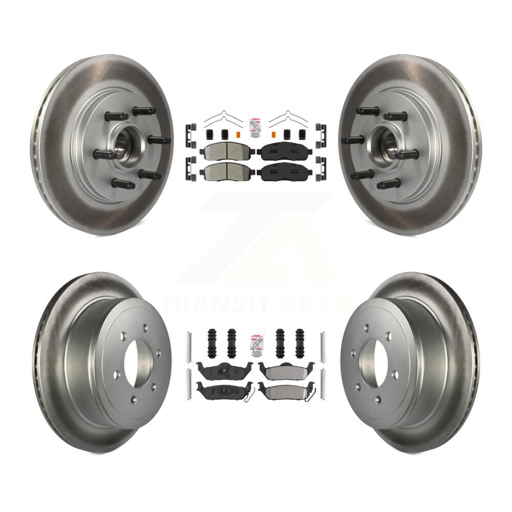 Front Rear Semi-Metallic Pad Coat Disc Brake Rotor Kit For Ford F-150 Lincoln Mark LT RWD KGA-105535