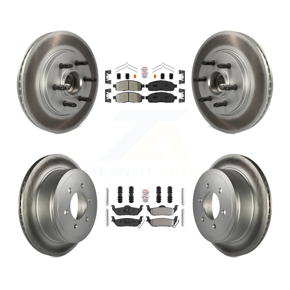 Front Rear Semi-Metallic Pad Coat Disc Brake Rotor Kit For Ford F-150 Lincoln Mark LT RWD KGA-105535