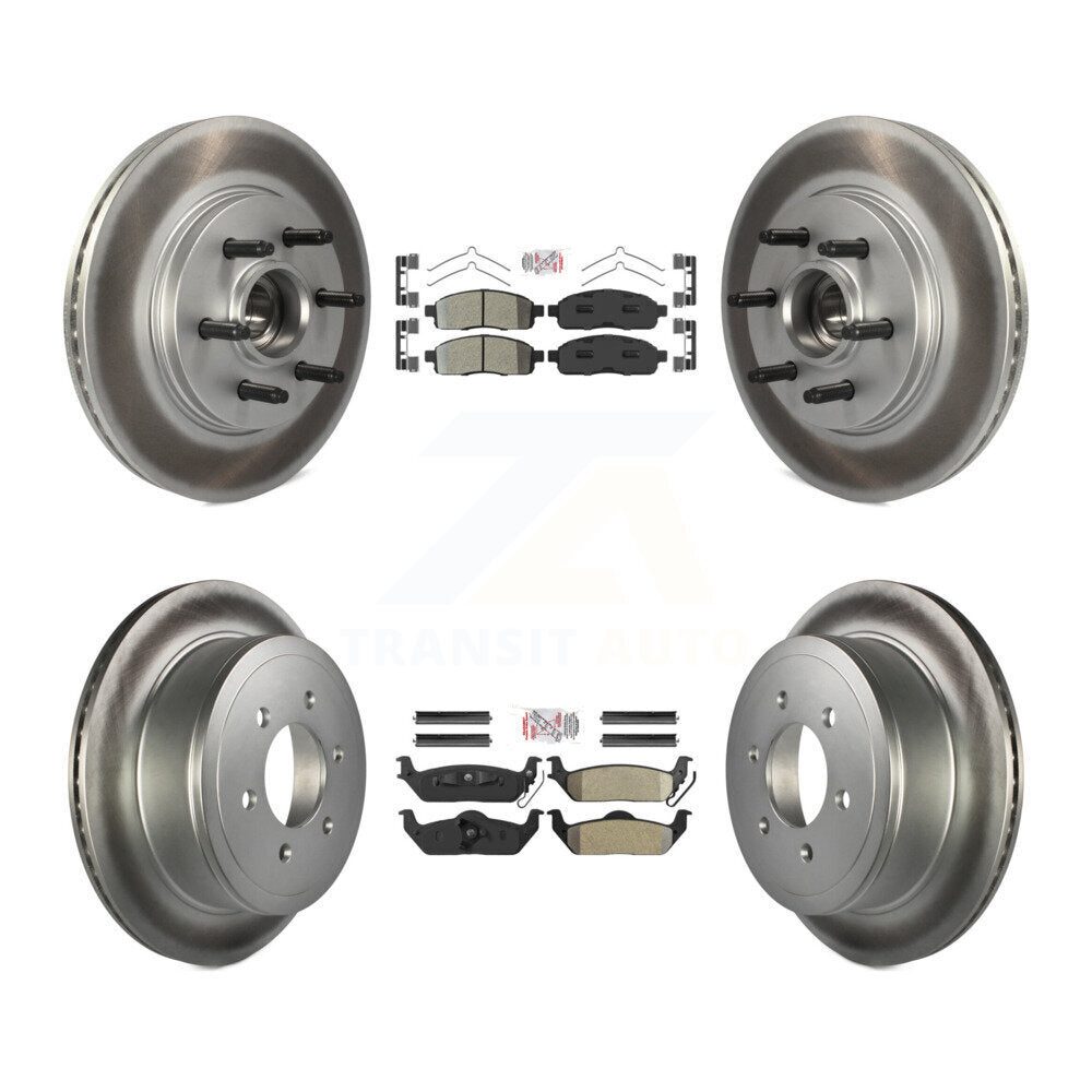 Front Rear Semi-Metallic Pad Coat Disc Brake Rotor Kit For Ford F-150 Lincoln Mark LT RWD KGA-105536