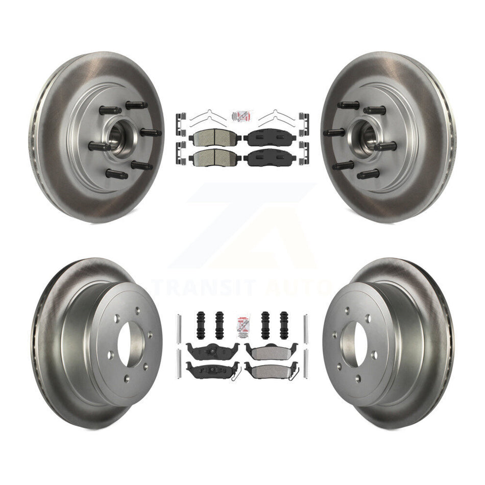 Front Rear Semi-Metallic Pad Coat Disc Brake Rotor Kit For Ford F-150 Lincoln Mark LT RWD KGA-105537