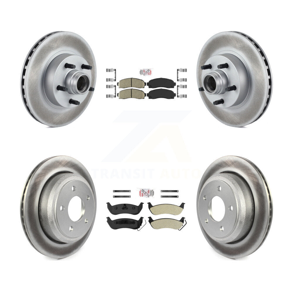 Front Ceramic Rear Semi-Metallic Pad And Coated Disc Brake Rotors Hub Kit For Mazda B2300 KGA-105538