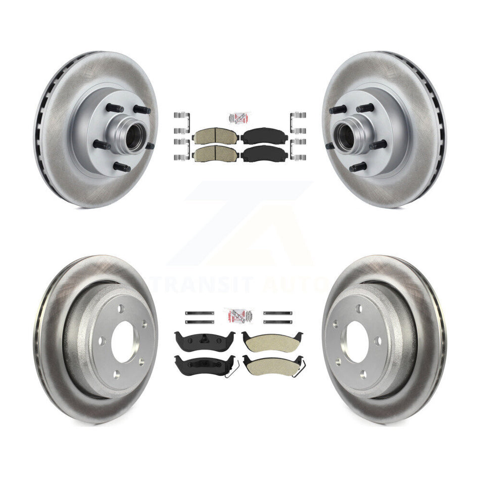 Front Ceramic Rear Semi-Metallic Pad And Coated Disc Brake Rotors Hub Kit For Mazda B2300 KGA-105538