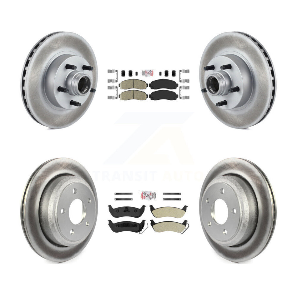 Front Ceramic Rear Semi-Metallic Pad And Coated Disc Brake Rotors Hub Kit For Mazda B2300 KGA-105539