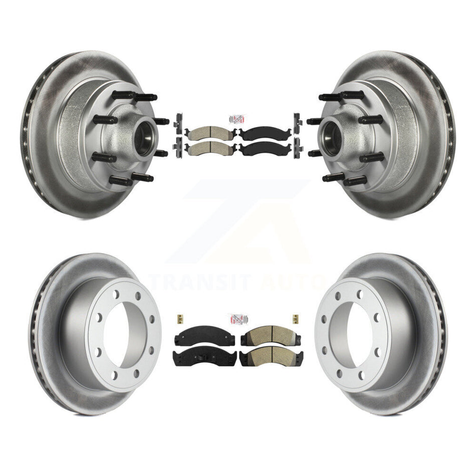 Front Rear Semi-Metallic Pad Coat Disc Brake Rotors Hub Kit For Ford Econoline Super Duty KGA-105540
