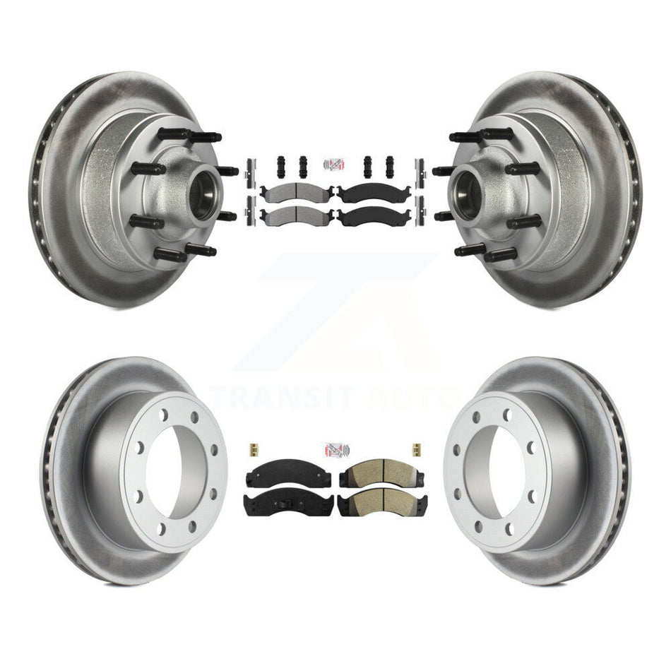 Front Rear Semi-Metallic Pad Coat Disc Brake Rotors Hub Kit For Ford Econoline Super Duty KGA-105541