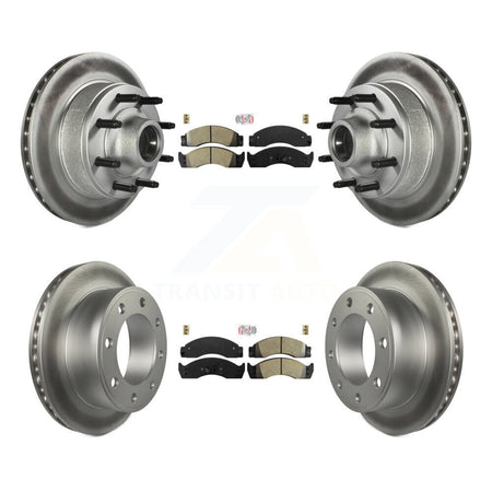 Front Rear Semi-Metallic Pad Coat Brake Rotor Hub Kit For Ford E-450 Econoline Super Duty KGA-105542