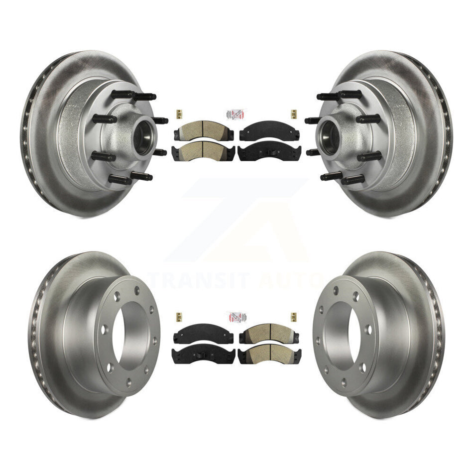 Front Rear Semi-Metallic Pad Coat Brake Rotor Hub Kit For Ford E-450 Econoline Super Duty KGA-105542