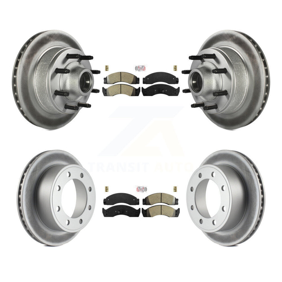 Front Rear Semi-Metallic Pad Coat Brake Rotor Hub Kit For Ford E-450 Econoline Super Duty KGA-105543