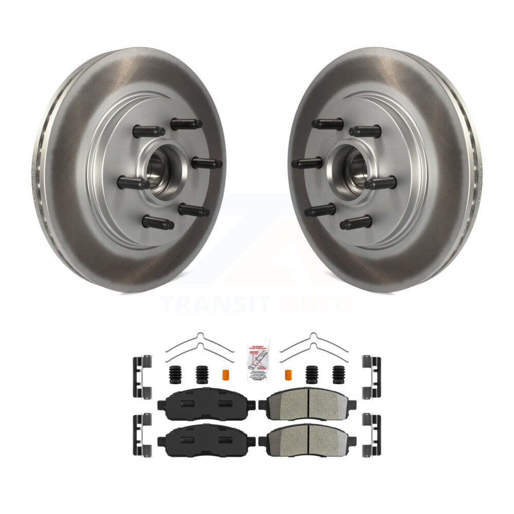 Front Coat Disc Brake Rotors Hub Semi-Metallic Pad Kit For Ford F-150 Lincoln Mark LT RWD KGA-105544